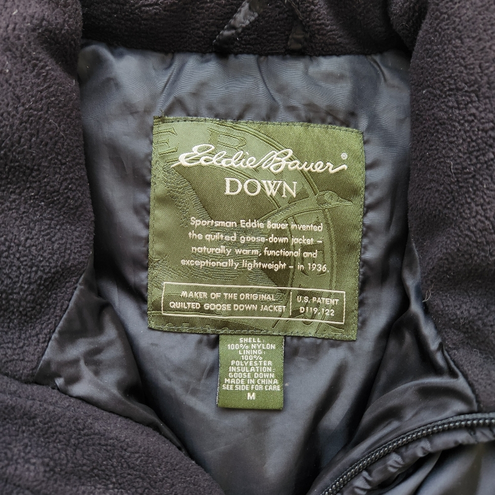 Goose Down Vest Quilted Puffer Black Fall Winter Outdoors Cabincore Warm Medium - Picture 4 of 14